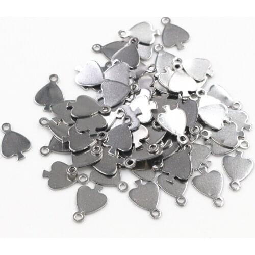 50pc/lot 14x10mm Heart Charms 316 Stainless Steel geometric Heart Charms for necklace pendant charms diy jewelry making-P1-33