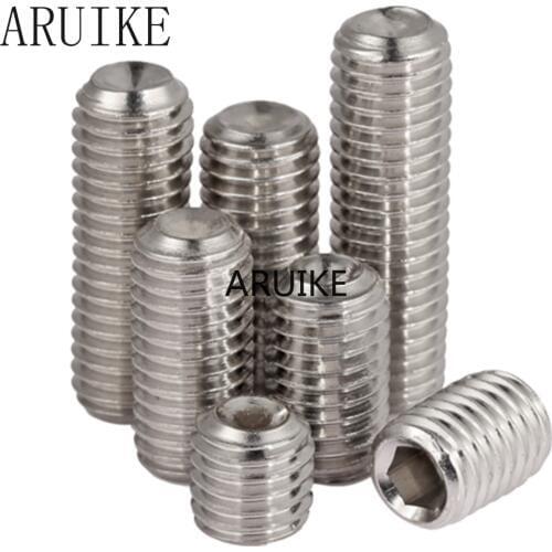 50pcs/Lot M3x6 mm M3*6 304 Stainless Steel Hex Socket Head Cap Screw Bolts set screws with cup point