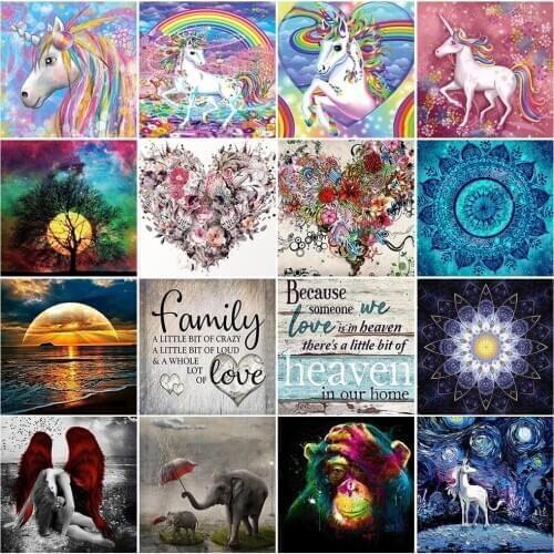 5D diamond embroidery mandala flower DIY handmade diamond painting animal unicorn mosaic cross stitch round beads home decoratio