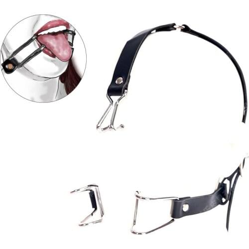 Bdsm Slave Metal Nose Hook,Oral Fixation Fetish Open Mouth Bite Gag with Nose Clip,SM Leather Head Bondage Harness Strap Sex Toy