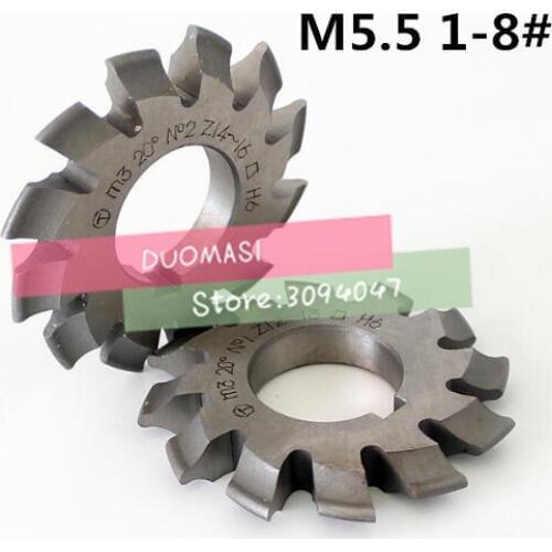 Free shipping 1PCS M5.5 Modulus PA20 degrees NO.1-NO.8 HSS Gear Milling cutter Gear cutting tools