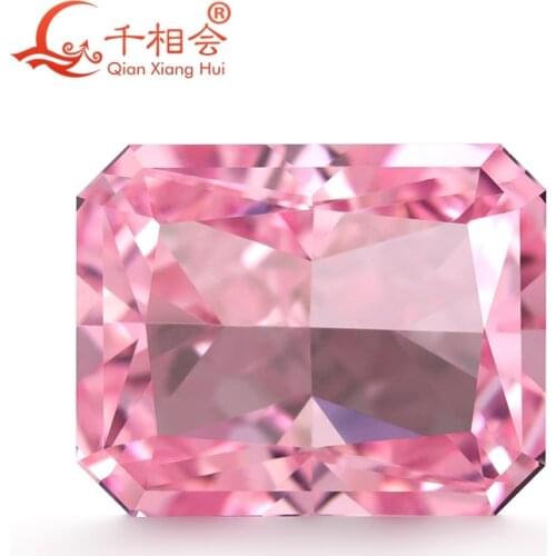Czochralski method Artificial pink sapphire emerald cut rectangle shape clear corundum gem stone