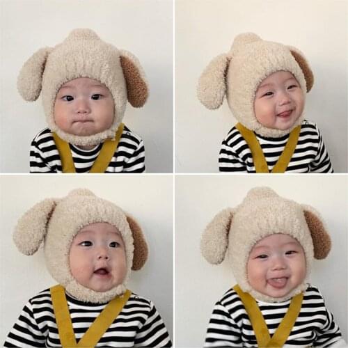 Baby Hat Autumn And Winter Korean Version Of Infant Rabbit Ears Plush Warm Ear Cap Baby Hat Cute 1-3 Years Old