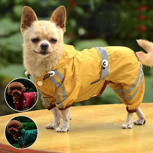 Dog Raincoat Puppy Pet Dog Raincoat Bar Hoody Waterproof Rain Jacket Coat Apparel Costume
