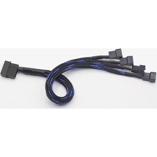 Dual Fan 5v12v 4 Pin To 4 X 3p 4p Accessories Computer Nylon CPU Power Adapter Cable Durable Black Eco-friendly D Port