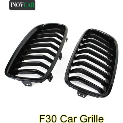 For F30 Double Line Car ABS Black Front Mesh Grille Grill For B-MW 3 Series F30 F31 F35 2012-2016 Car Styling