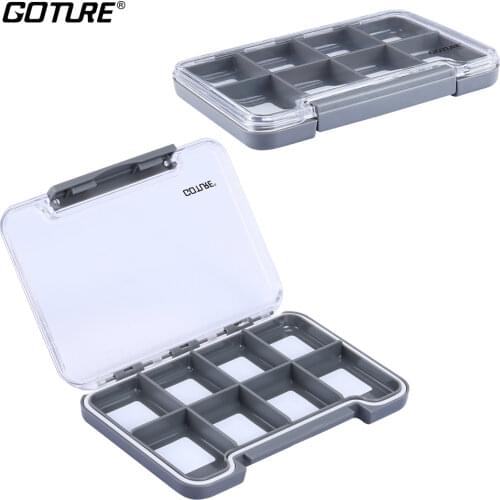 Goture Magnetic Fly Fishing Box Waterproof High Strength ABS 8 Components Transparent Lid Fishing Tackle Box Lure Box