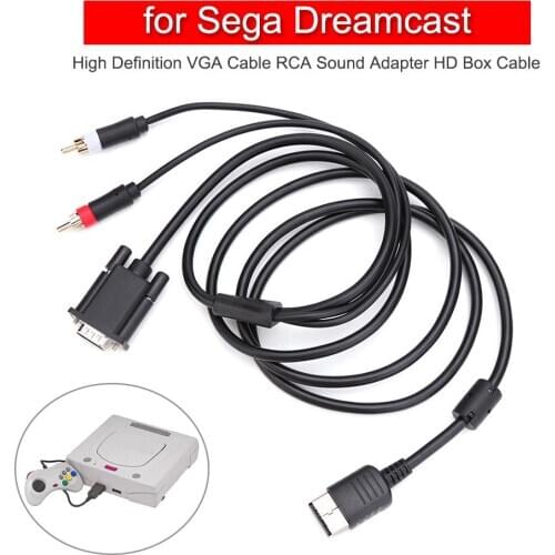 High Definition VGA Cable RCA Sound Adapter HD Box Cable Audio Video Lines Cord Wires for Sega Dreamcast Gaming Console