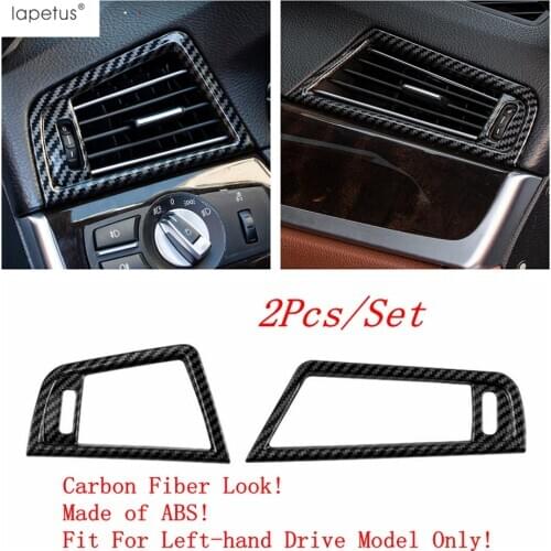 Carbon Fiber Look Interior Refit Kit For BMW 5 Series F10 F18 2011 - 2017 Front Side Air Conditioning AC Vent Outlet Cover Trim