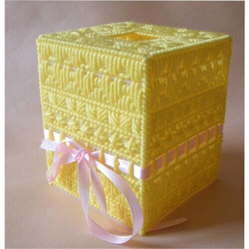 1 set, wool handmade diy material package embroidered 3D living room tissue box square drawer box yellow mood