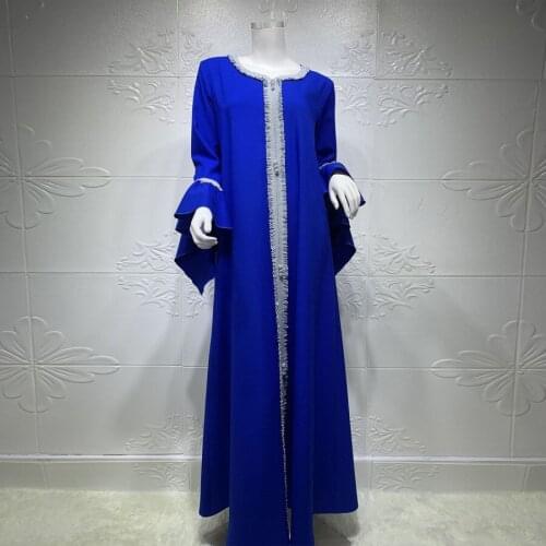 Summer Eid Arabic Muslim Abaya Plus Size Dress for Women Blue Long Sleeve Moroccan Kaftan Hooded Robe Turkish Islamic Jalabiya