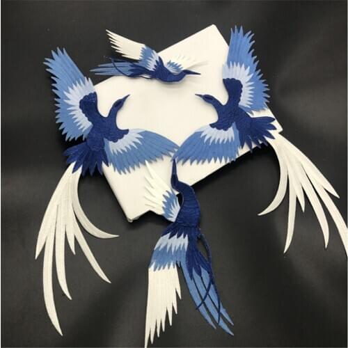 Maxsin 1 Piece high quality fashion embroidered crane patches sticker for clothes cute DIY applique iron on patches for jacket
