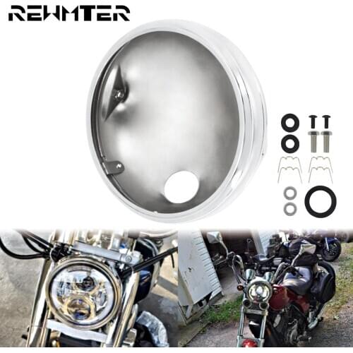 Motorcycle 7'' Inch LED Chrome Headlight Housing Retro Headlamp Base Light Shell Lighthouse Cover Universal For Honda For Harley