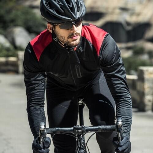 Santic Men Autumn winter Cycling Jacket Windproof MTB Jackets Coat Keep Warm Breathable And Comfort Black or Red clothes KC6104