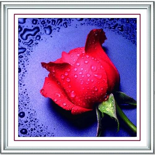 5D DIY Poured Glue Diamond Painting Kits for Adults Crystal Rhinestone Embroidery Cross Stitch Home Decoration Waterdrop Rose