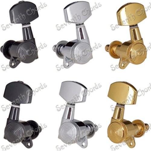 A Set 6Pc Lock Schaller Style Locked String Guitar Tuning Peg Tuner Machine Heads for Acoustic Electric Guitar Big Square Buttos