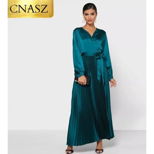 New Arrivals Elegant Muslim Woman Pleated dress Fashion Office Dress Islamic Turkey Women Clothing Arab Dubai Dress For Ladies