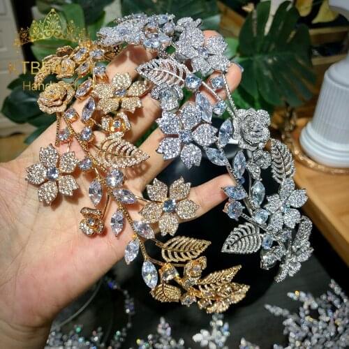 New Rhinestone Zircon 2 Designs Silver/Gold Tiara Flowers Hairband Royal Bridal Wedding Dressing Crown Accessory Women Jewelry