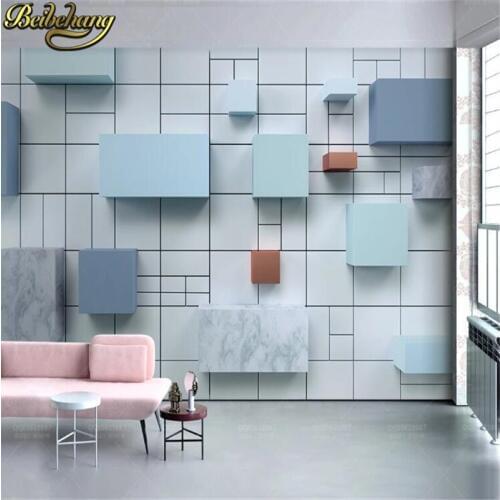 Beibehang Custom Cube brick wall papers home decor Murals Wallpaper for Living Room TV Background Wall Papers For Walls bedroom
