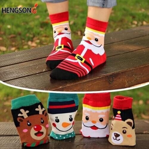 Autumn Winter Womens 3D Funny Soks Lady And Girl Christmas Cotton Dress Sock 4 Pairs/Pack New Hot Women Cartoon Socks