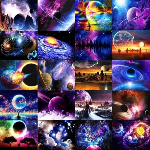 Full Round Diamond Painting Space 5D DIY Mosaic Diamond Embroidery Landscape Cross Stitch Kit Home Decor