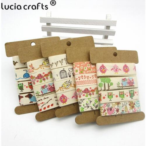 SALE! Cartoon Pattern Printed Cotton Ribbon for Hndmade Material Q0404