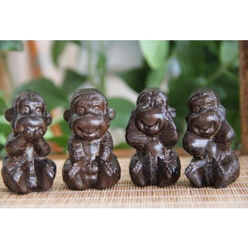 Do the old agilawood sculpture hand piece four monkey wooden handicrafts