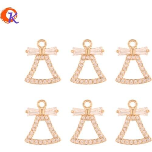 Cordial Design 50Pcs 11*13MM CZ Charms/Jewelry Accessories/Earrings Connectors/DIY Making/Bell Shape/Hand Made/Earring Findings