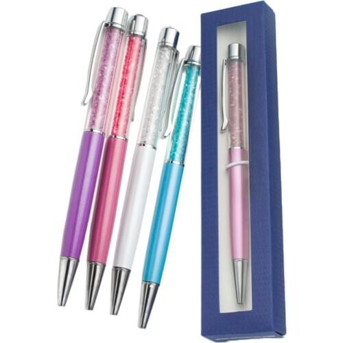 Top Bling Crystal ballpoint pen with gift logo box case pen For wedding school office stationery