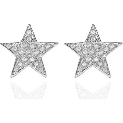925 Sterling Silver Star Charm Piercing Stud Earring For Women Girls Jewelry Pendientes Accessories eh752