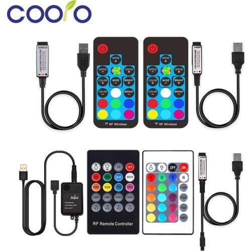 USB LED Controller Mini 3Key RF 17Key Music 20Key IR 24Key,Bluetooth APP Control,RGBW 17Key for RGB LED Strip Light Color Change