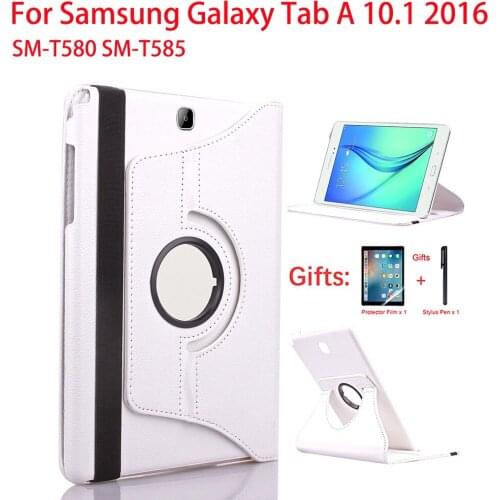 360 Degree Rotating Cover For Samsung Galaxy Tab A 10.1 T580 T585 Case PU Leather TabA SM T580N Tablet stand Funda+film+pen