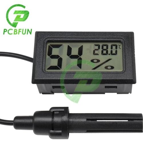 Embedded Temperature and Humidity Meter Digital LCD Display Mini Probe Thermometer Hygrometer 1.5m Cable -50-70 Degrees Celsius