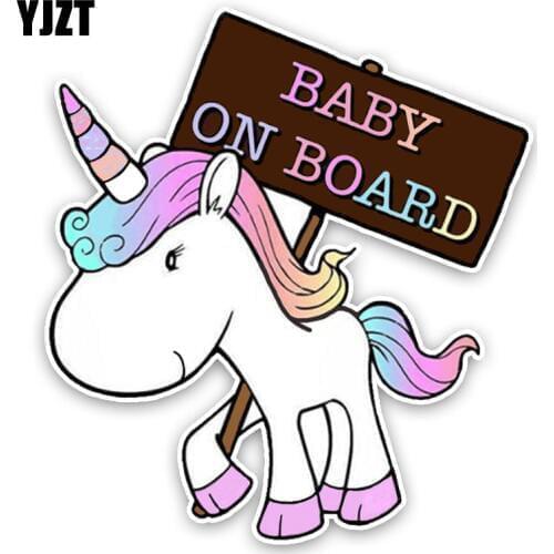 YJZT 15.1*16.7CM Lovely Small Animals Cartoon BABY ON BOARD Colored Graphic Car Sticker Decoration C1-5586