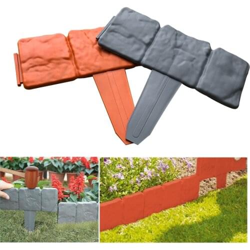 10/20pcs Folding Landscape Gray Orange Flower Fence-Path Garden Plant Border Edging Lawn Imitation Stone Fence Grounding Fence