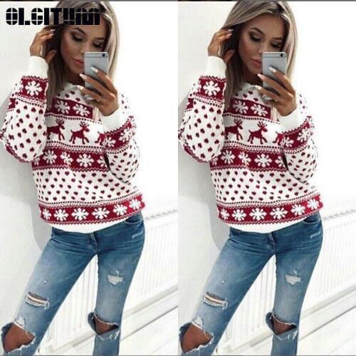 Women Sweater 2020 New Cartoon Pullover Tops Coat Christmas Winter Womens Ladies Warm Brief Lady Sweaters Clothing SW1449