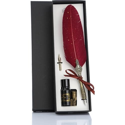 1 Set New Style Quill Set Feather Pen Scriptum Ink Glass Pen Throwing Quill Students Gift Fountain Pen Ink Stationery