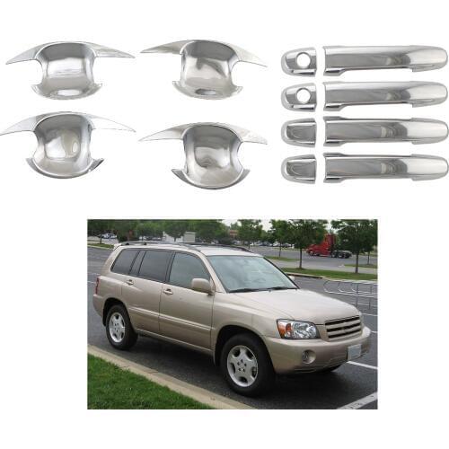 For Toyota Highlander Kluger 2007 Handle Cover stainless steel Trim Set and wrist of door bowl cove Chrome Stickers Car Styling