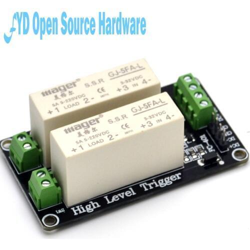2 channel solid state relay 5A high level trigger and the trigger module 3-32V power supply voltage