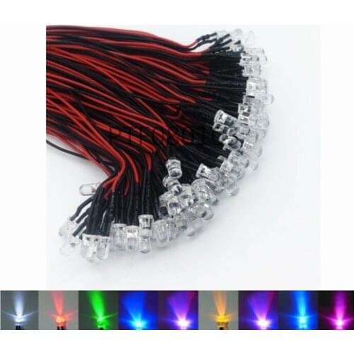 20pcs lot 20cm Pre Wired 3mm 5mm LED Light Lamp Bulb Prewired Emitting Diodes For DIY Home Decoration DC12V