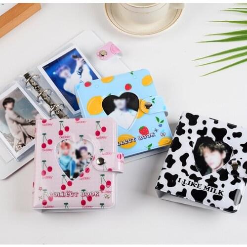 3 Inch Photo Album Cover Pages Hollow Love Heart Binder Photocard Holder Cover Card Holder Instax mini album collect book