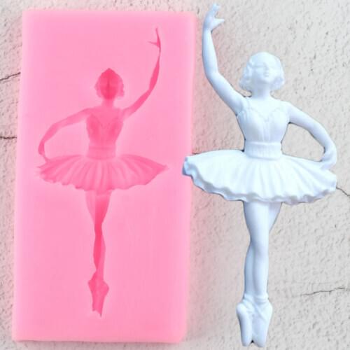 3D Ballet Dancer Girls Silicone Molds Baby Birthday Cupcake Topper Fondant Cake Decorating Tools Candy Chocolate Gumpaste Moulds