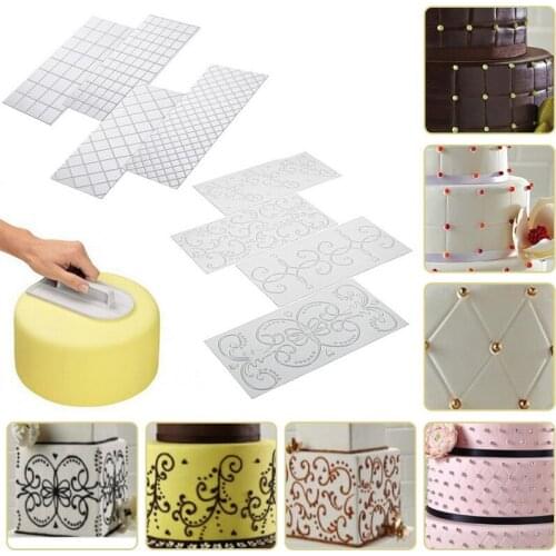 4pcs Grid Transparent Stencil Texture Mat Cake Border Decorating Tool DIY Cake Mold Kitchen Accessories Cake Tools