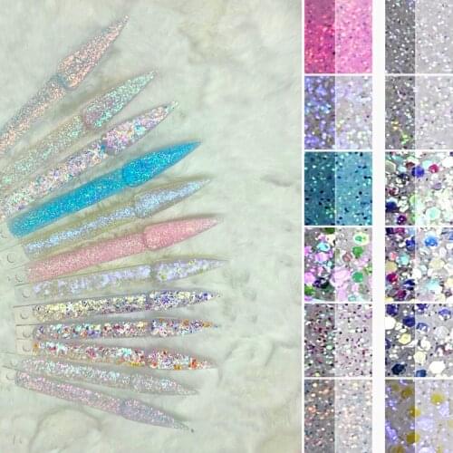 24 Colors/10g Jar Nails GLITTER Acrylic Powders 3 in 1 Dip powder Pink Ice .35 oz Jar Rainbow White Collection Acrylic Powder