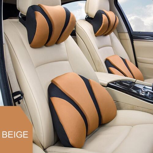 Car Headrest Neck Pillow for Seat Chair Auto Memory Foam Cotton Mesh Pillow Cushion Fabric Cover Soft Head Rest Travel Support