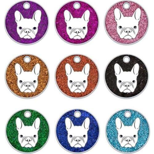 Dog Tags Engraved Cat Puppy ID Name Dog Collar Tag Pendant Pet Accessories Dog Avatar Random Color Pattern