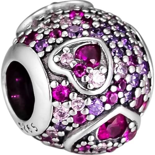 Fashion Beads Asymmetric Hearts of Love Charm Fits Charms Silver 925 Original Bracelets For Woman DIY Valentines Day