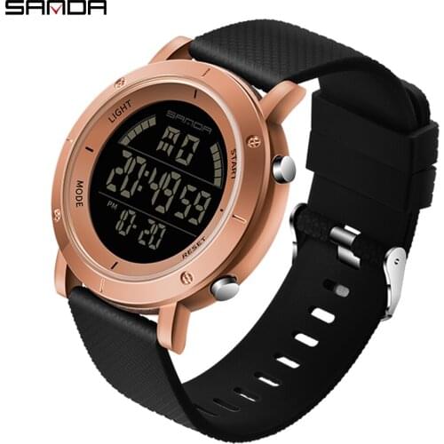 SANDA Stainless Steel Case Mens Digital Watches Top Brand Luxury Waterproof Military Sport Watch Relogio Masculino 410