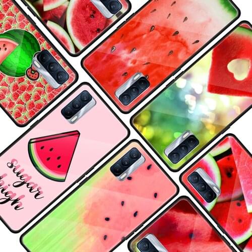 Watermelon Sweet Fruit for OPPO Realme 7i 7 6 5 Pro C3 XT A9 2020 A52 Find X2Lite Luxury Tempered Glass Phone Case Cover
