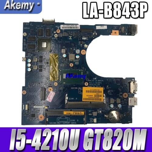 CN-0R53XF R53XF For DELL Inspiron 5458 5558 Laptop Motherboard AAL10 LA-B843P REV:1.0(A00) I5-4210U GT820M 2G mainboard